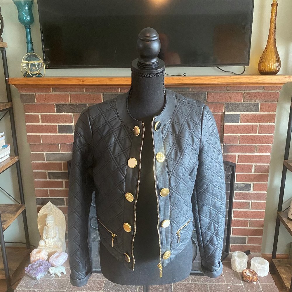 Bisou Bisou Black faux leather jacket